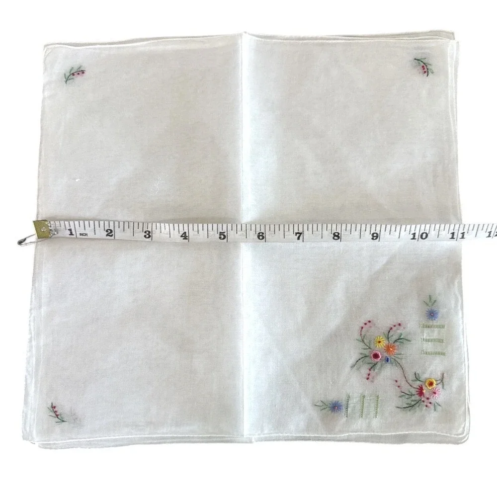 Vintage Embroidered‎ Handkerchiefs Set of 8